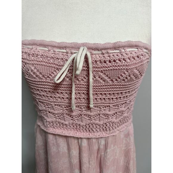 Hollister Strapless Crochet pink maxi dress slit lined Large boho beachy y2k - Picture 5 of 8
